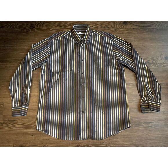 Paul & Shark Yachting XL Multicolor Striped Button Down L/S Cotton Shirt - Picture 2 of 5